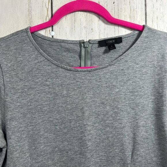 J Crew Womens Gray A Line Short Sleeves Knit Cotton Summer Minimalist Dress - Picture 7 of 15